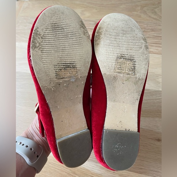 J Crew Factory red velvet Mary Jane shoes - Picture 2 of 7